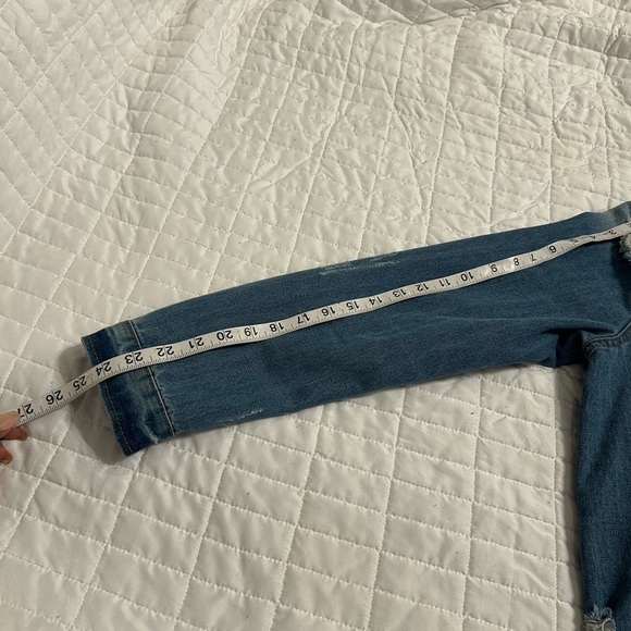 Cavalini Distressed Denim Jacket with Rose Embroidery – Size Medium - Picture 6 of 10